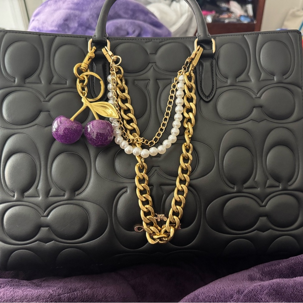 Coach Maggie Large Tote Black Embossed Signature